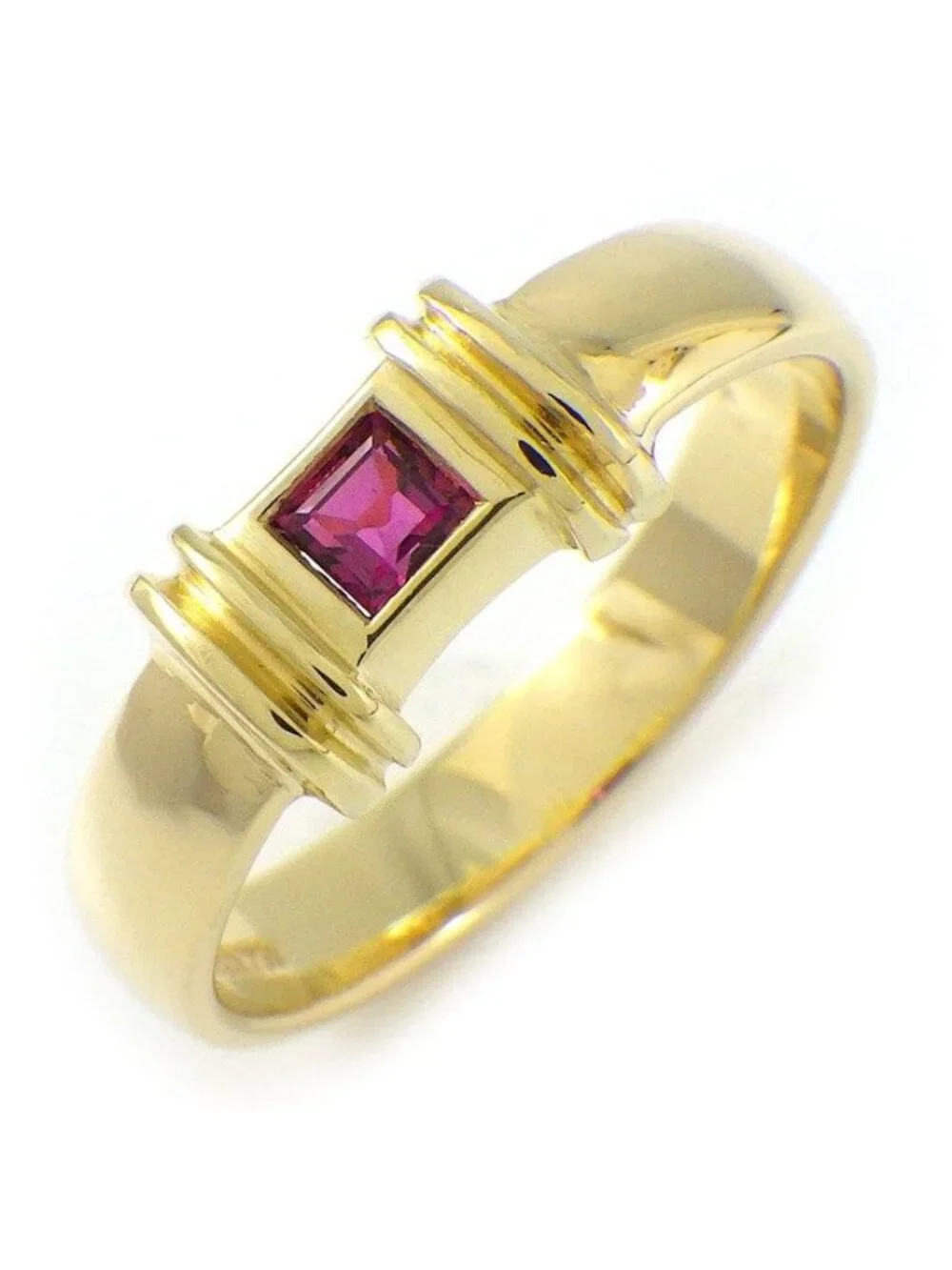 Tiffany & Co Ring Stacking Band Square Cut Ruby 18K Yellow Gold